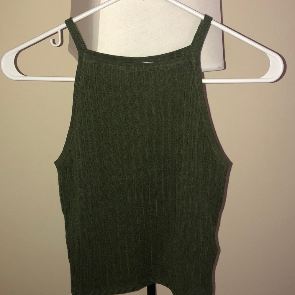 army green, ribbed tank top